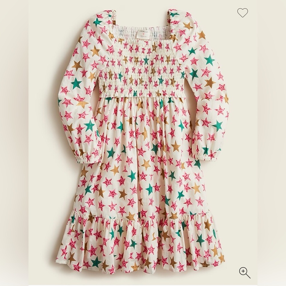 NWOT Crewcuts Girls' long puff-sleeve dress in sparkle stars